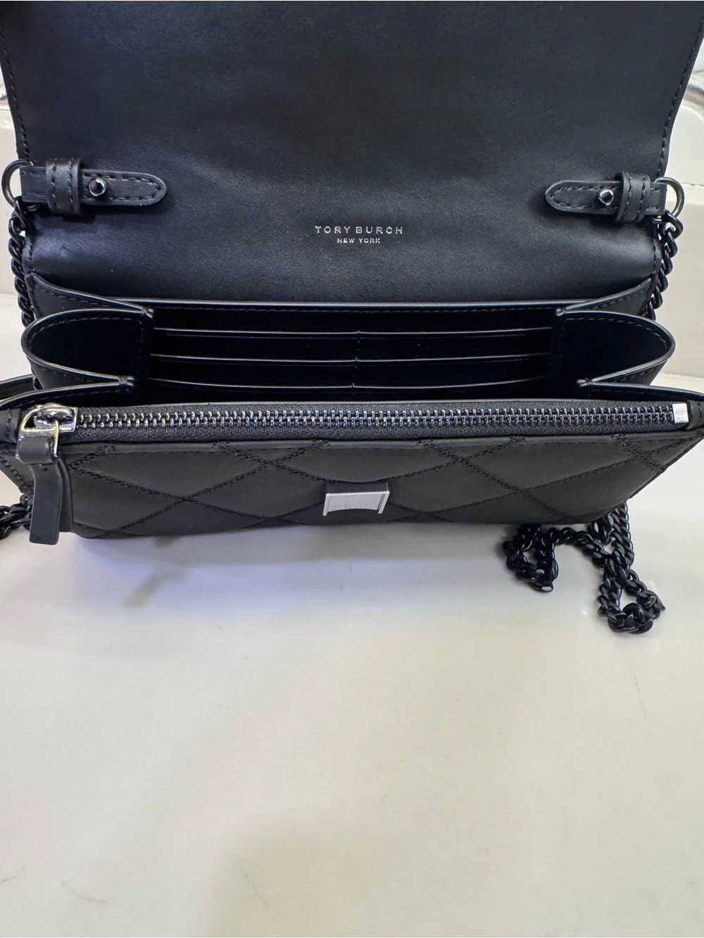 Tory Burch Black Quilted Logo Crossbody